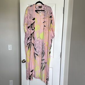 Floral Pink and Yellow Swim Coverup